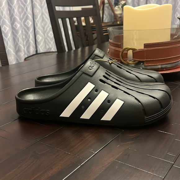 Adidas Adilette Clog Sandals Shoes new black white superstar GZ5886 Mens Sizes - Picture 3 of 11